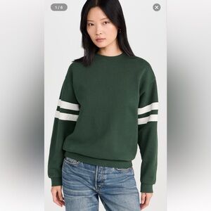 Clare V. Varsity Oversized Sweatshirt Forest Green